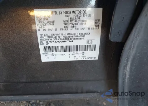 2016 Ford Edge Sel из США, поврежденный, VIN 2FMPK4J92GBB17144